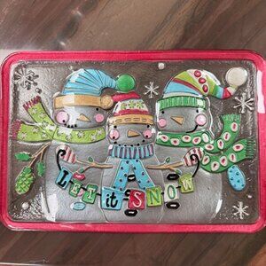 Excellent condition snowmen holiday platter, 12 inches in width